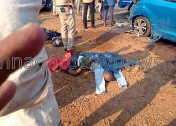 ಕಾರು ಮತ್ತು ಕೆ.ಎಸ್.ಆರ್.ಟಿ.ಸಿ ಬಸ್ ನುಡುವೆ ಭೀಕರ ಅಪಘಾತ-ಕಾರಿನಲ್ಲಿದ್ದ 4 ಜನ ಸಾವು