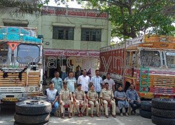 ದಾವಣಗೆರೆ ಗ್ರಾಮಾಂತರ ಪೊಲೀಸರ ಕಾರ್ಯಾಚರಣೆ ಅಂತರ ರಾಜ್ಯ ಟೈರ್ ಕಳ್ಳರ ಬಂಧನ*